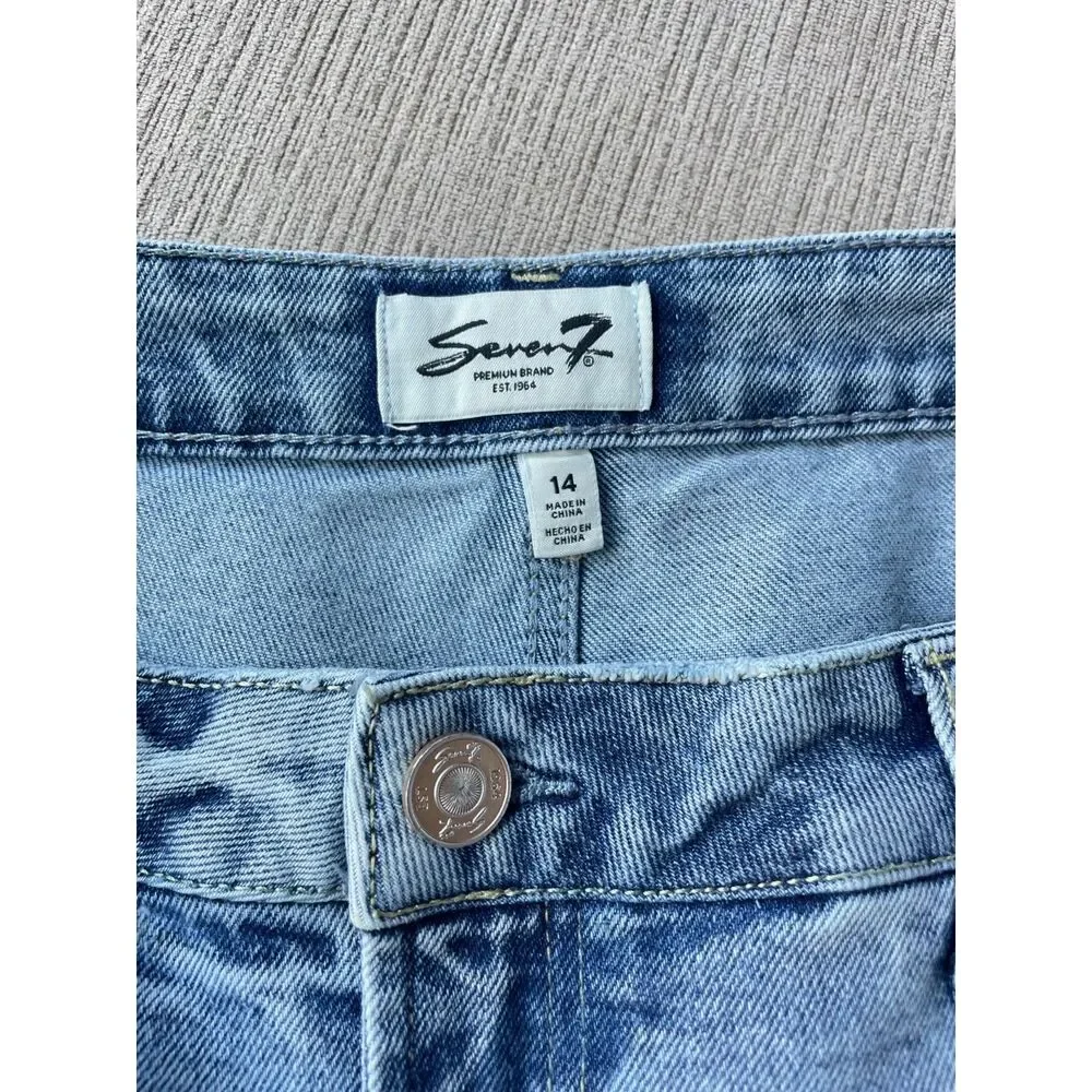 Seven7 long baggy cut off denim shorts, size 14